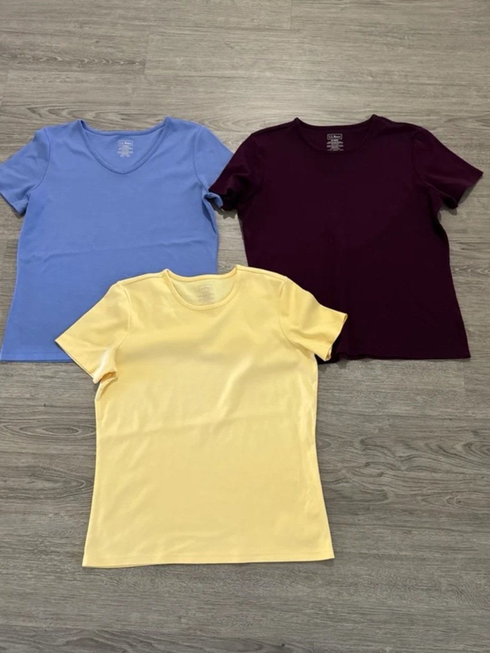 L.L.Bean 100% Pima Cotton Short Sleeve Tees 2 Crew & 1 V-neck  Purchased 2025 LN